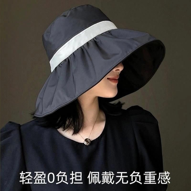 佐闯 时尚优雅大帽檐遮脸遮阳帽户外出游防紫外线显脸小大檐太阳休闲便携可折叠防晒帽 聚酯纤维 渔夫帽 女款