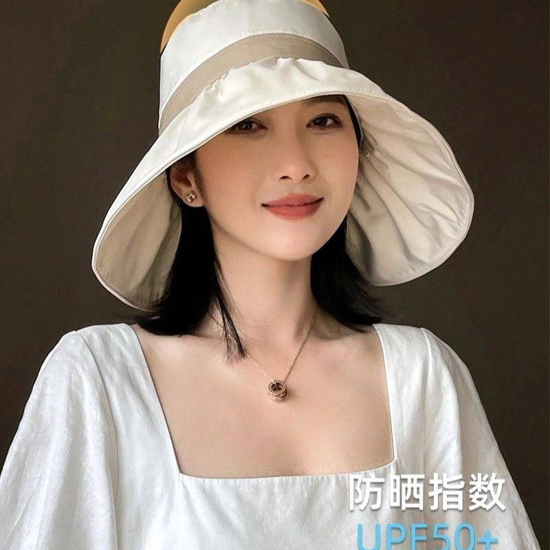 佐闯 时尚优雅大帽檐遮脸遮阳帽户外出游防紫外线显脸小大檐太阳休闲便携可折叠防晒帽 聚酯纤维 渔夫帽 女款