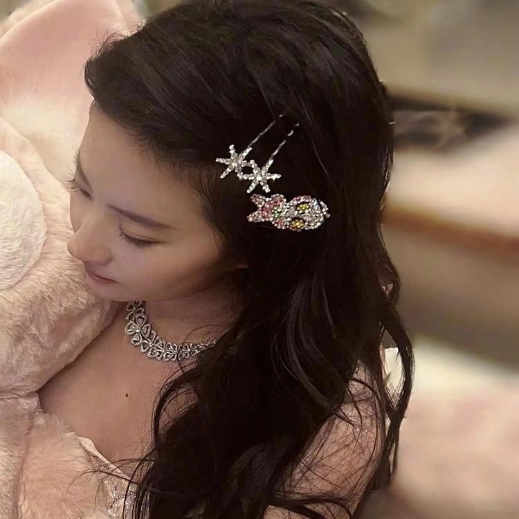 如花梦 经典相信光卡通皮料软底碎发掰掰夹 合金 发夹 女款