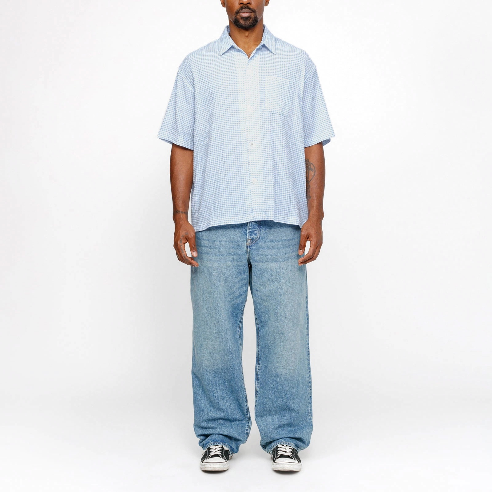 Stussy SS24 BOXY FLAT HEM SHIRT CRINKLED