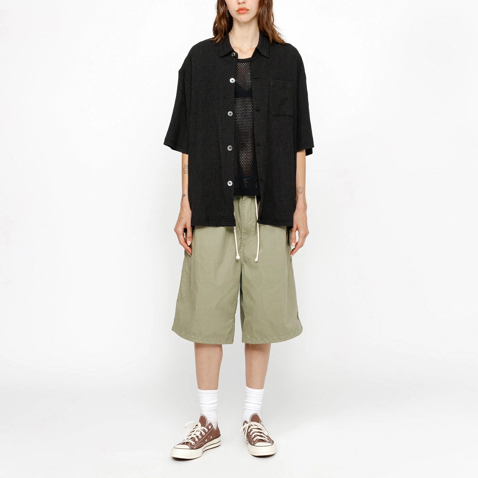 Stussy SS24 BOXY FLAT HEM SHIRT CRINKLED