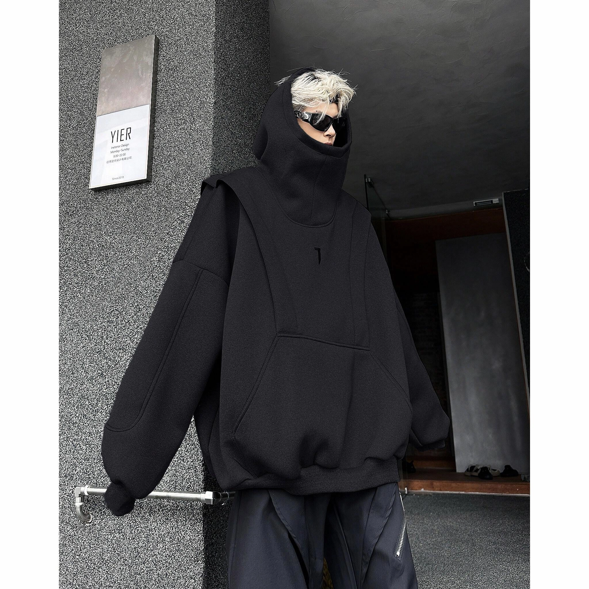 木林森 拼接百搭通勤宽松休闲连帽卫衣 男女同款