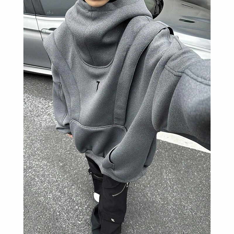 木林森 拼接百搭通勤宽松休闲连帽卫衣 男女同款