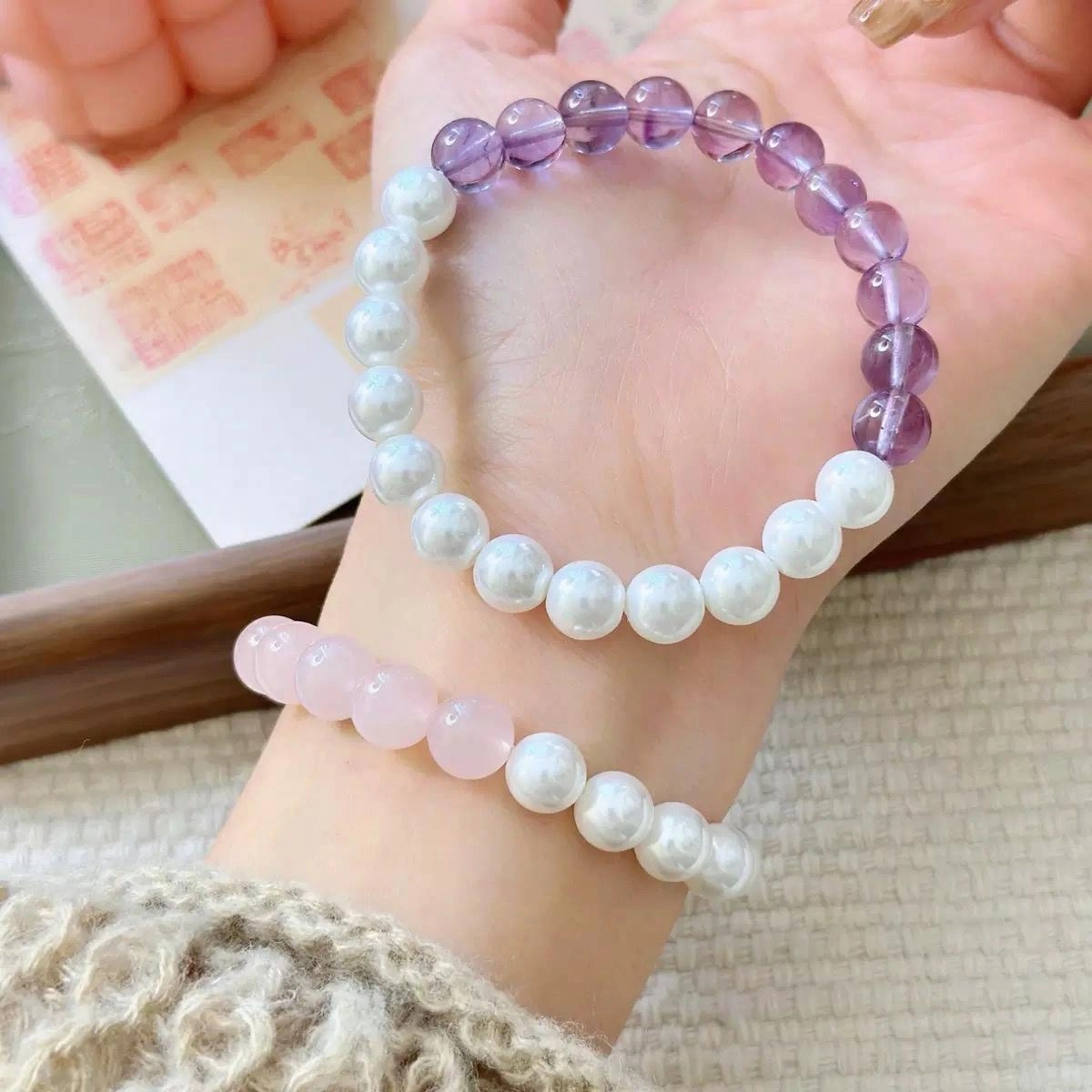 唐述 【官方已过香】姻缘桃花转运招财简约轻奢小清新甜美 平安转运万事皆顺 转运 好运天然 粉水晶 手串 男女同款情侣款