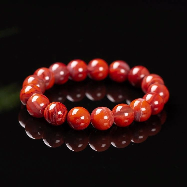 执福 拉玛料火焰纹百搭圆珠#好运 南红 名贵玉石手串 男女同款情侣款