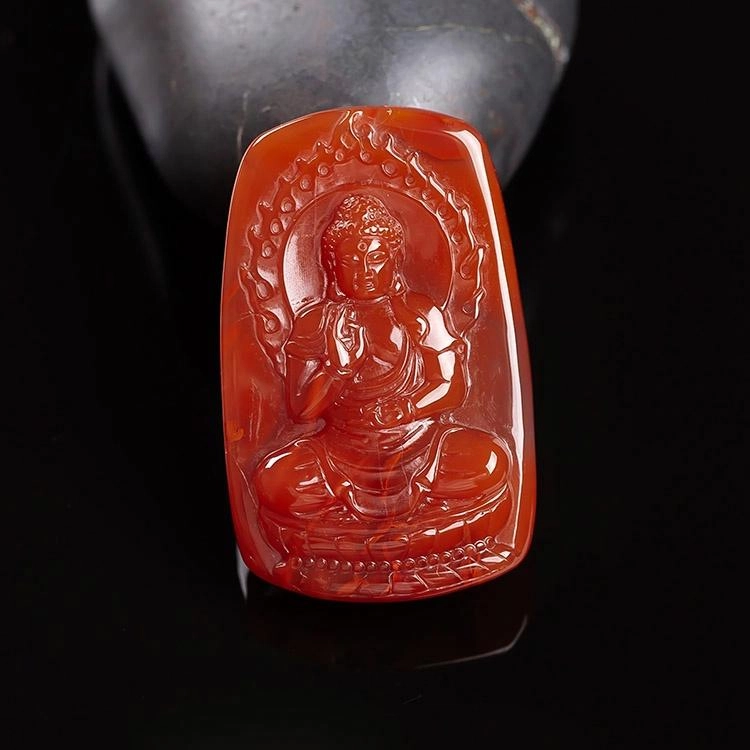 执福 肉质细腻凉山九口冰飘红 佛祖#好运 南红 吊坠 男女同款情侣款