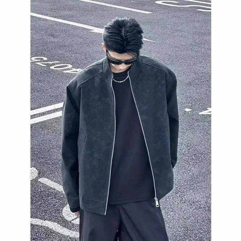 黑马漫画 简约百搭立领宽松长袖夹克外套 男女同款