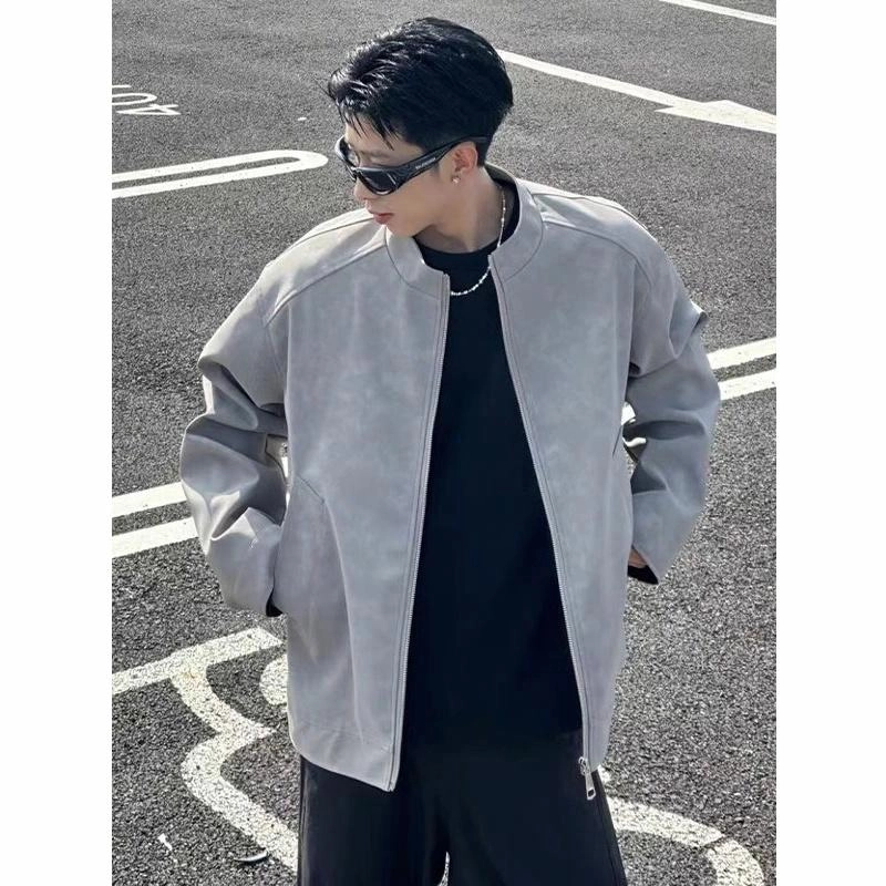 黑马漫画 简约百搭立领宽松长袖夹克外套 男女同款