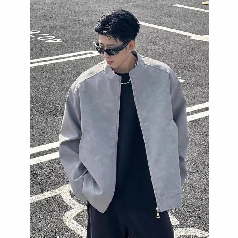 黑马漫画 简约百搭立领宽松长袖夹克外套 男女同款