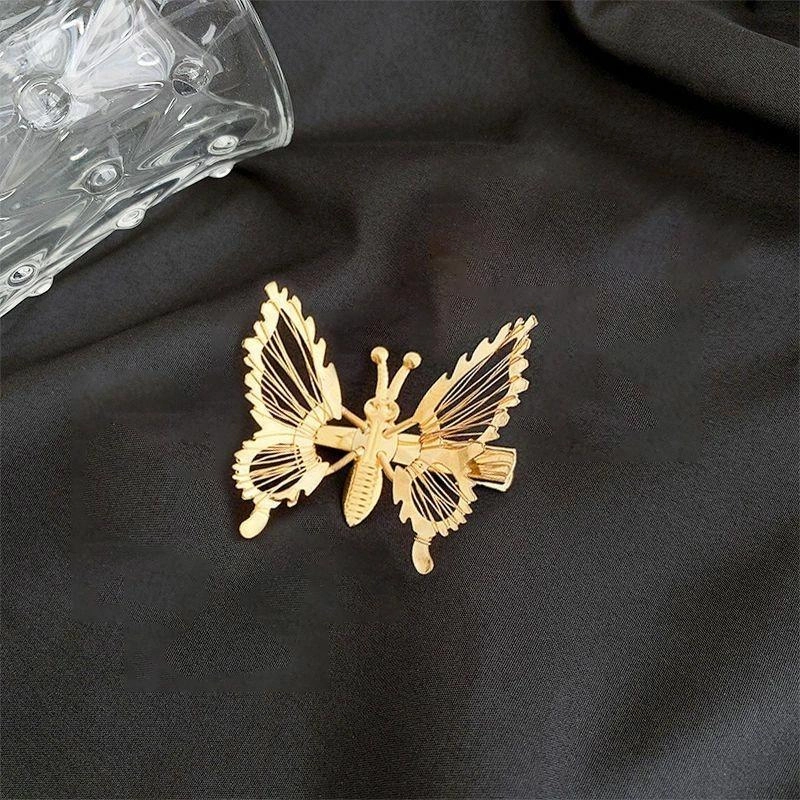 如花梦 古装蝴蝶颤枝日常发饰韩式边夹汉服森系头饰弹簧 合金 发夹 女款