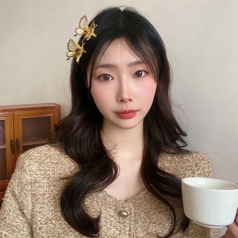 如花梦 古装蝴蝶颤枝日常发饰韩式边夹汉服森系头饰弹簧 合金 发夹 女款