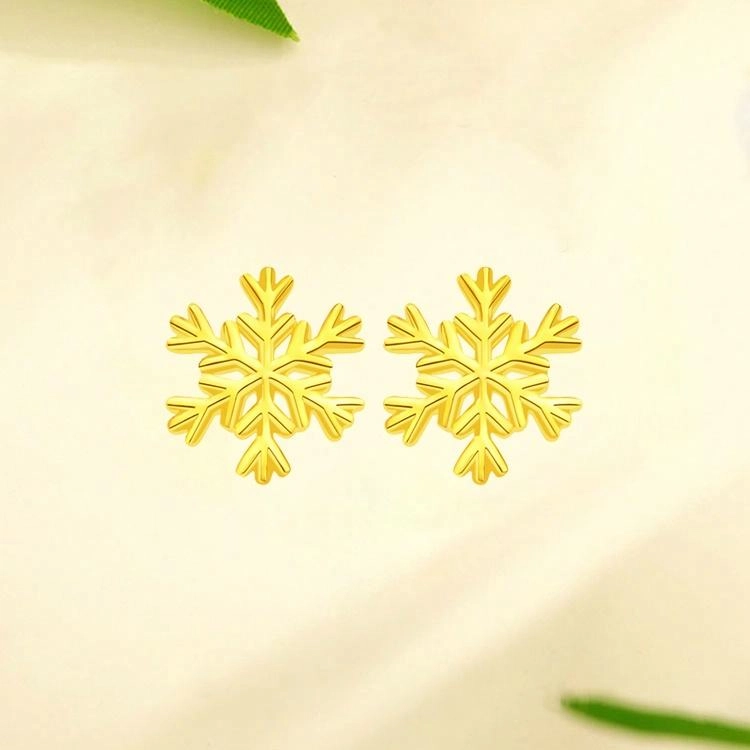老凤祥 飘然雪花 精致轻奢高级感 小众百搭设计温柔时尚首饰 极简百搭优雅高贵显气质#好运 足金 按克计价 黄金耳钉 女款