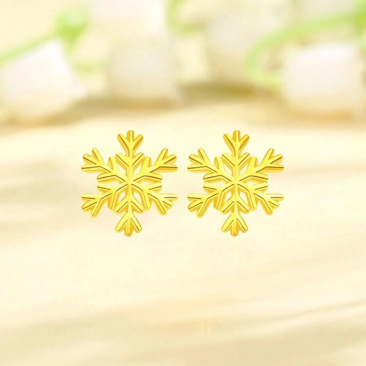 老凤祥 飘然雪花 精致轻奢高级感 小众百搭设计温柔时尚首饰 极简百搭优雅高贵显气质#好运 足金 按克计价 黄金耳钉 女款