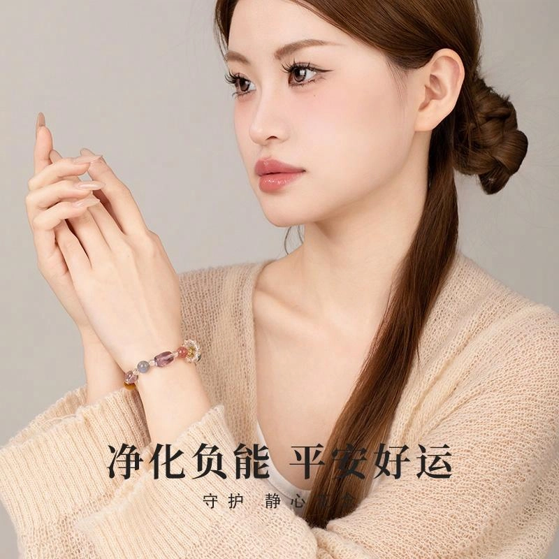 色菲尔 八宝串珠 新中式多巴胺精致轻奢简约小众高级感 日常时尚百搭通勤#好运 白水晶 手串 女款