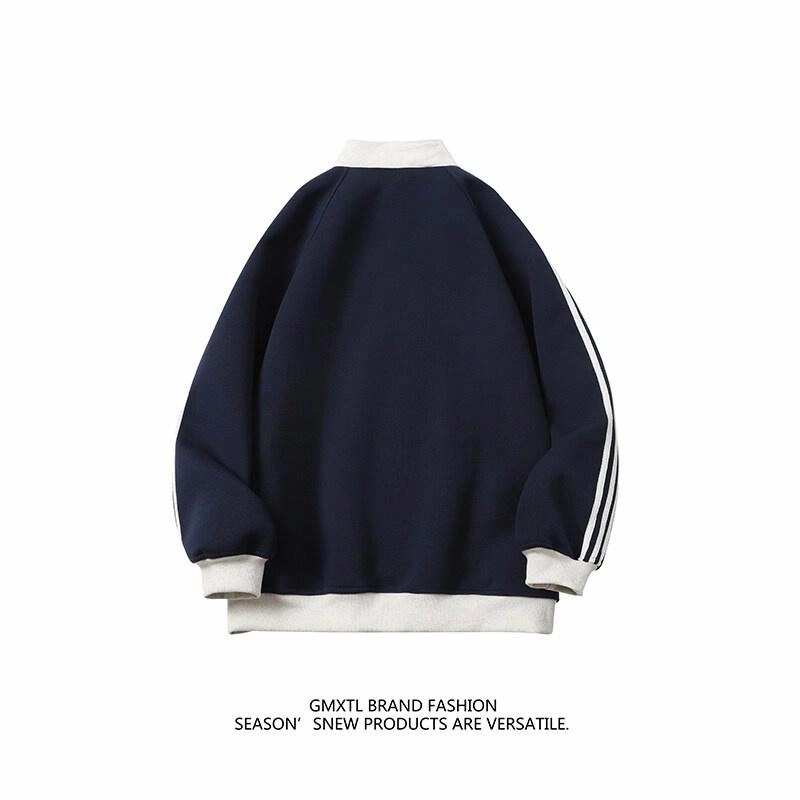 轻迎  条纹纯色百搭立领棒球服 男款