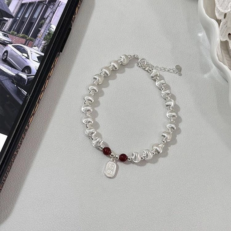 蒂尼诗 风百搭拉丝转运好运招财纳福车花珠 玛瑙 玉石手链 男女同款情侣款