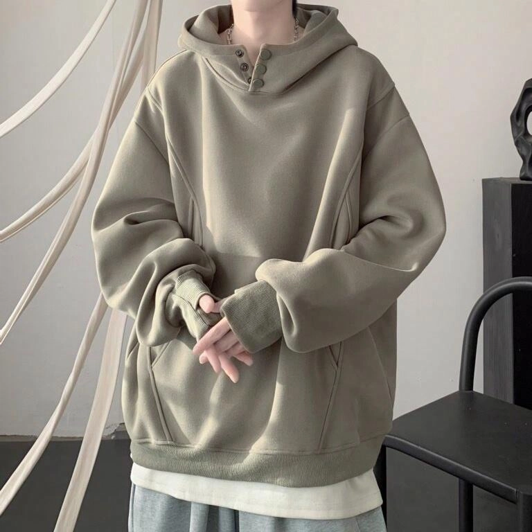 袋鼠 时尚连帽简约轮廓设计感小众氛围百搭休闲美式复古宽松舒适卫衣 男女同款