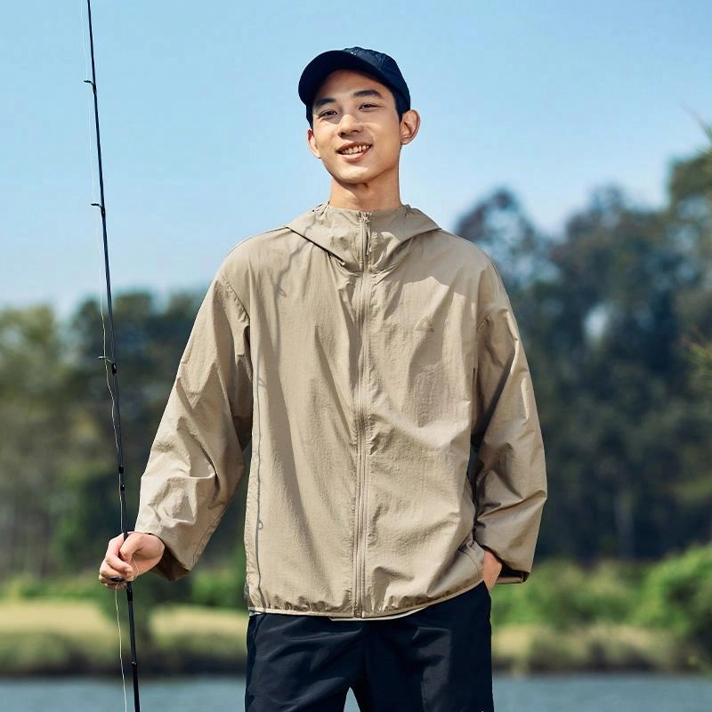 匹克 防晒系列 运动休闲简约纯色连帽防晒服 男女同款 米棕