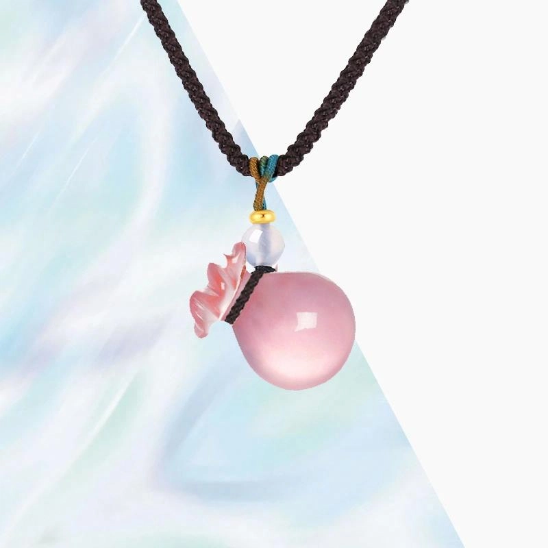 雅生珠宝 招财钱袋 芙蓉石钱袋#好运天然 粉水晶 项链 女款