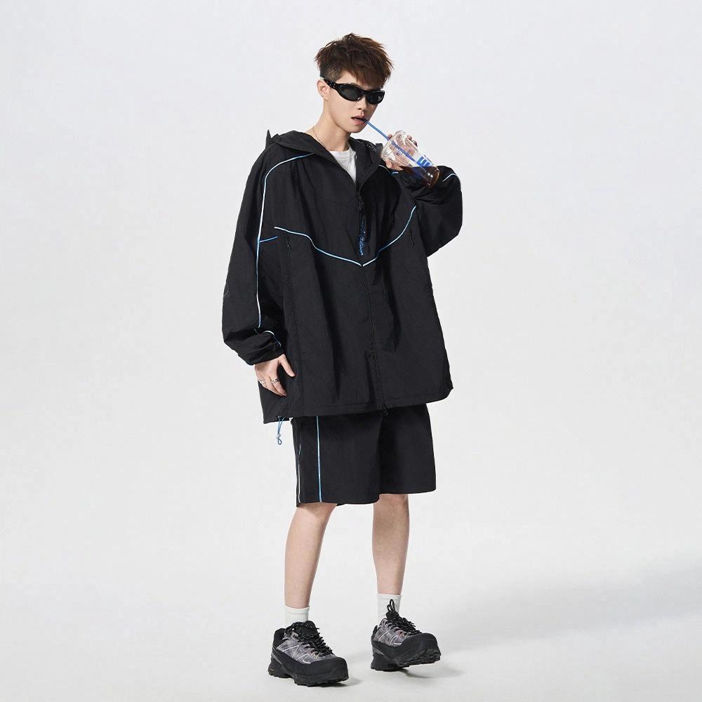 绘承 简约百搭透气轻薄宽松休闲凉感连帽防晒服 男女同款