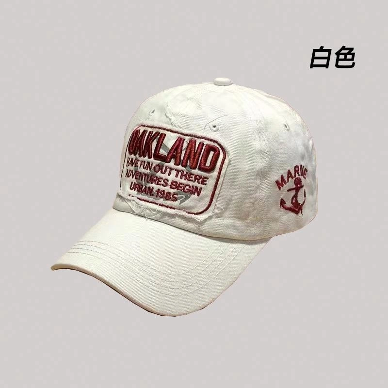 佐闯 美式复古大头围字母百搭红色宽帽檐遮阳显脸小经典刺绣复古时尚 棉 鸭舌帽 男女同款情侣款