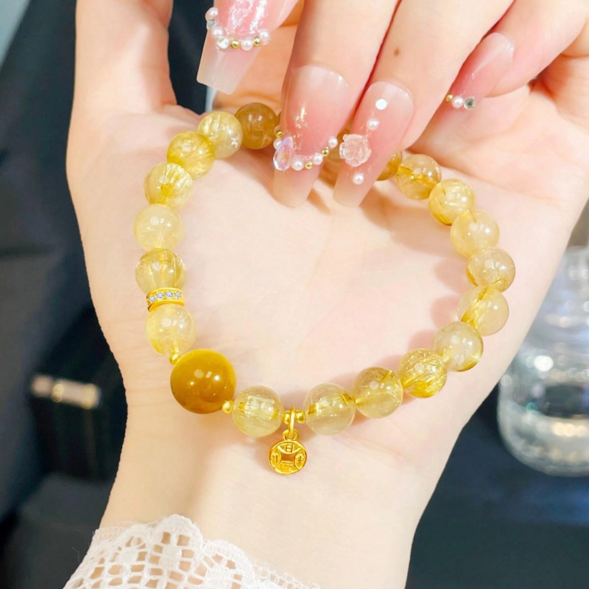 倾爱 财源广进 新中式#好运天然 黄发晶 水晶手串 女款