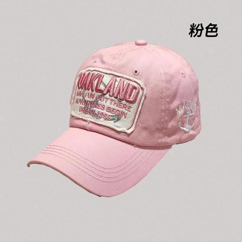 佐闯 美式复古大头围字母百搭红色宽帽檐遮阳显脸小经典刺绣复古时尚 棉 鸭舌帽 男女同款情侣款