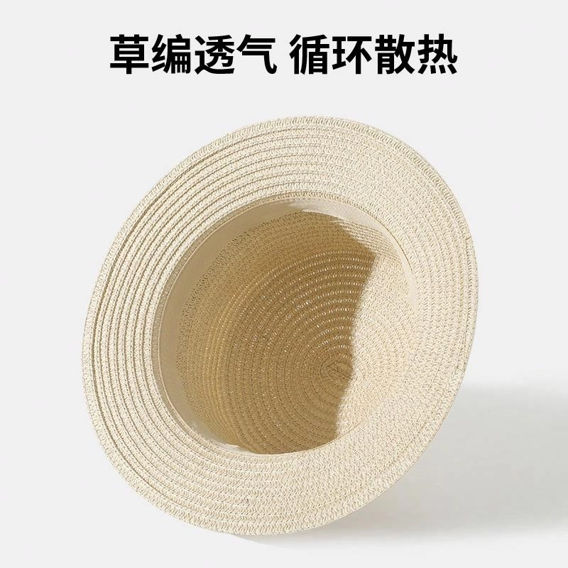 浪莎 英伦百搭平顶夏季防紫外线沙滩海边出游遮阳透气太阳帽 草编 防晒帽 女款