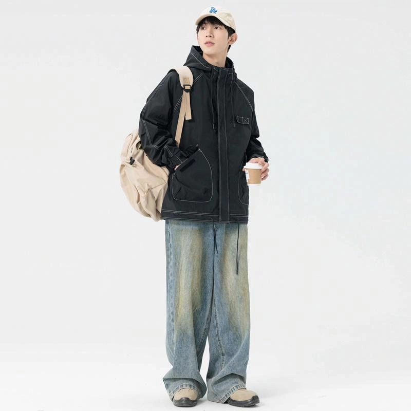 【dme】 美式户外机能风简约宽松运动百搭美式连帽防水夹克外套 男女同款