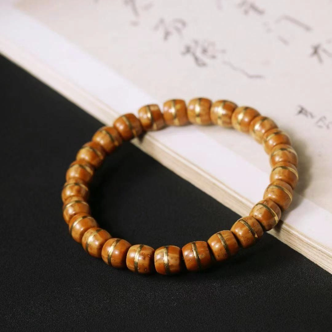 【一线天】 檀欣 精工雕刻老型文玩绕指柔转运桶珠佛珠#好运 四季平安新中式盘玩念珠百搭 紫金鼠 手串 男女同款情侣款