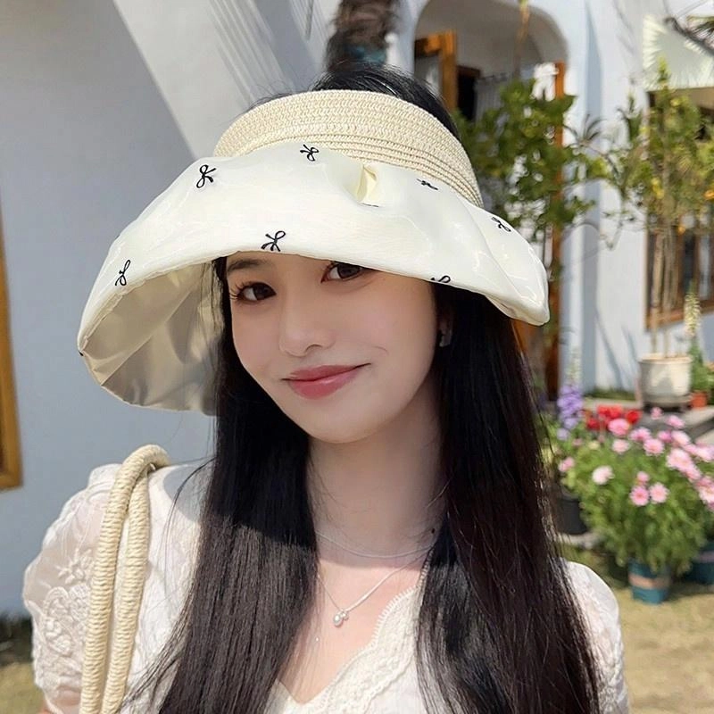 朵澜 夏季空顶防紫外线甜美大帽檐帽 聚酯纤维 防晒帽 女款