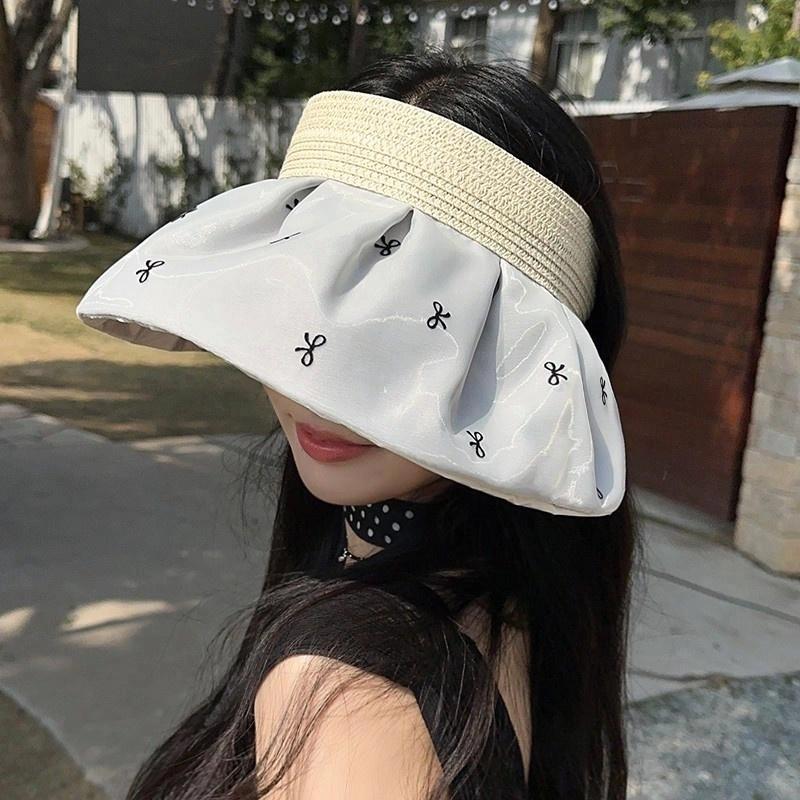 朵澜 夏季空顶防紫外线甜美大帽檐帽 聚酯纤维 防晒帽 女款