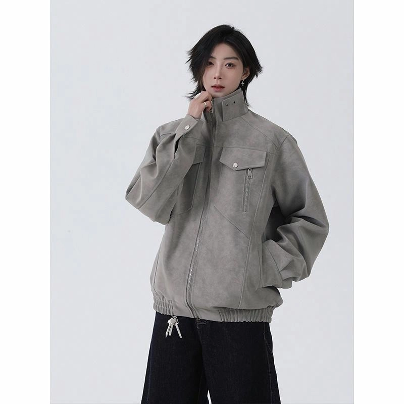 颂希尔 美式宽松立领痞帅夹克外套 男女同款