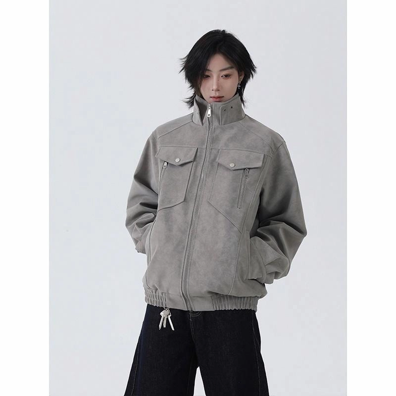 颂希尔 美式宽松立领痞帅夹克外套 男女同款