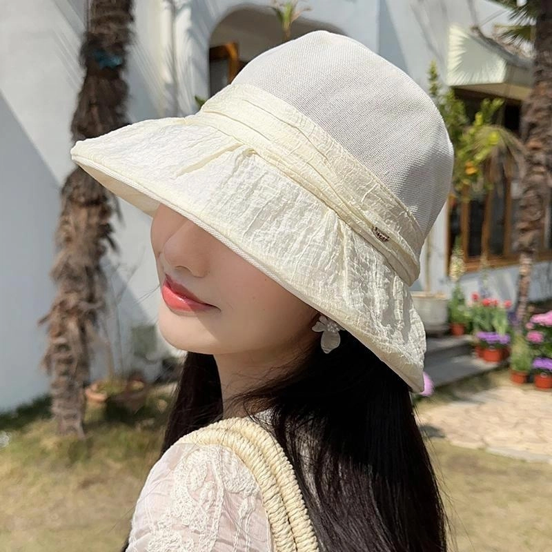 朵澜 沙滩出游太阳帽可折叠百搭夏季防紫外线遮阳帽 聚酯纤维 防晒帽 女款