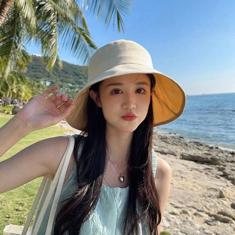 朵澜 户外太阳帽可折叠大帽檐防紫外线 聚酯纤维 防晒帽 女款