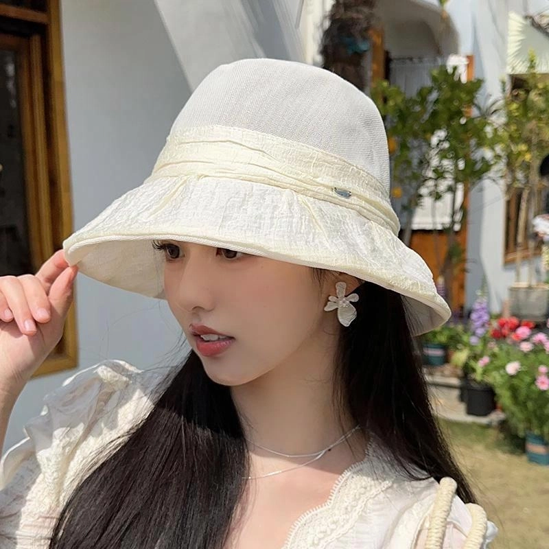 朵澜 沙滩出游太阳帽可折叠百搭夏季防紫外线遮阳帽 聚酯纤维 防晒帽 女款