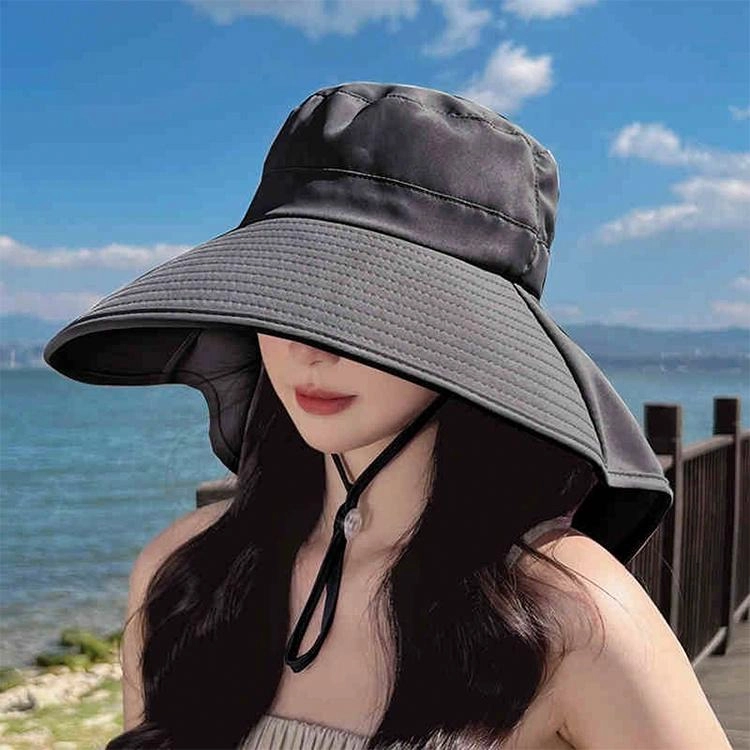 浪莎 夏季大帽檐遮阳太阳帽户外出行防紫外线骑行时尚潮流百搭 聚酯纤维 防晒帽 男女同款情侣款