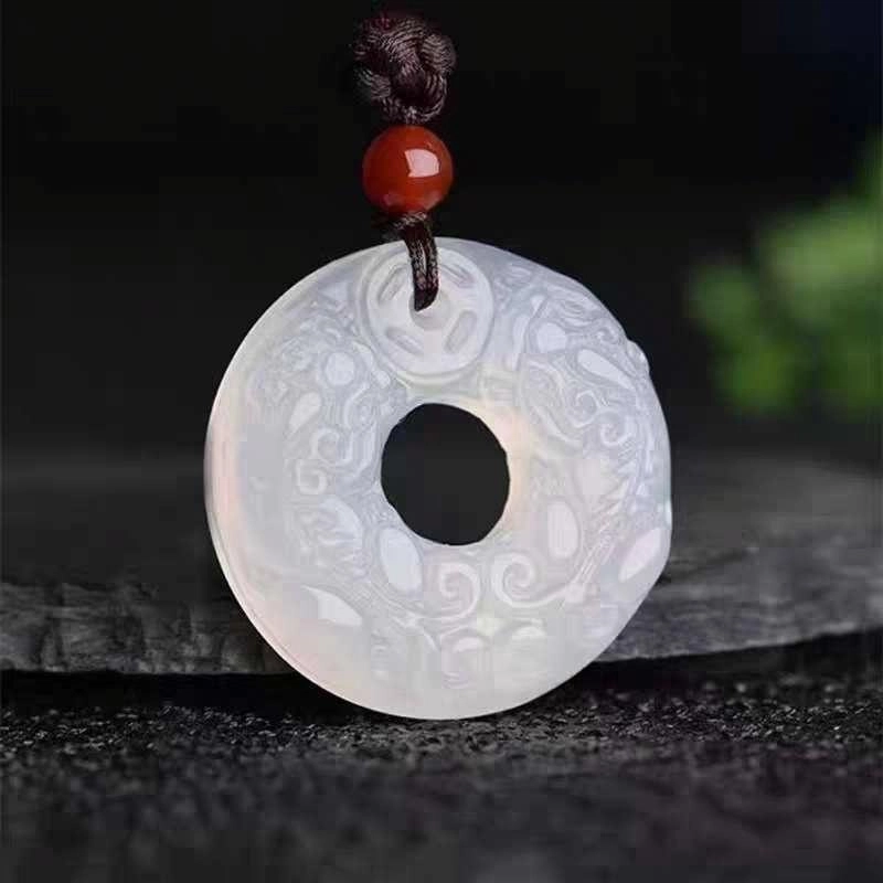 赐帛 福禄貔貅平安扣 新中式国潮复古风财运亨通瑞兽赐福本命年招财转运＃好运 简约时尚通勤百搭 玛瑙 项链 男女同款情侣款