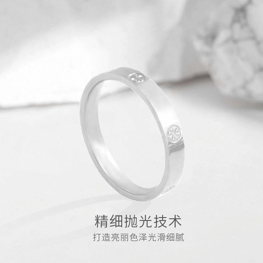 【S999足银免费刻字】 金师傅 钻纹指环 浪漫时尚气质素圈简约经典百搭日常冷淡风 小众轻奢设计高级 纯银 固口戒指 男女同款情侣款