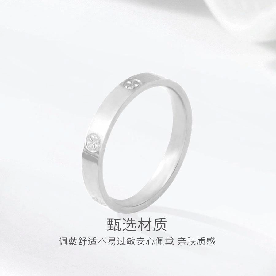 【S999足银免费刻字】 金师傅 钻纹指环 浪漫时尚气质素圈简约经典百搭日常冷淡风 小众轻奢设计高级 纯银 固口戒指 男女同款情侣款