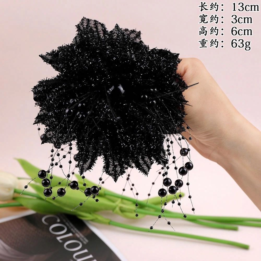 彤彤兔 港风闪亮花朵抓夹气质鲨鱼夹后脑勺显发量头花发饰 布艺 发夹 女款