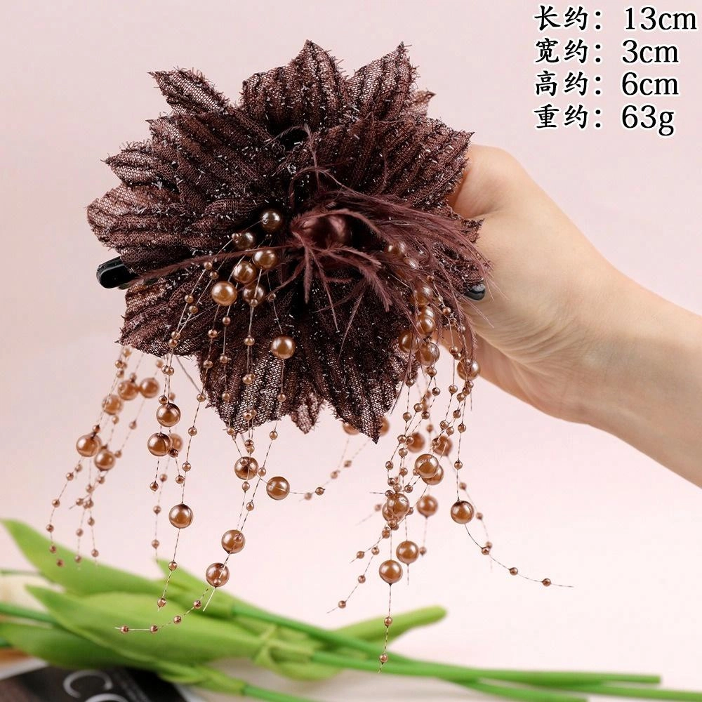 彤彤兔 港风闪亮花朵抓夹气质鲨鱼夹后脑勺显发量头花发饰 布艺 发夹 女款