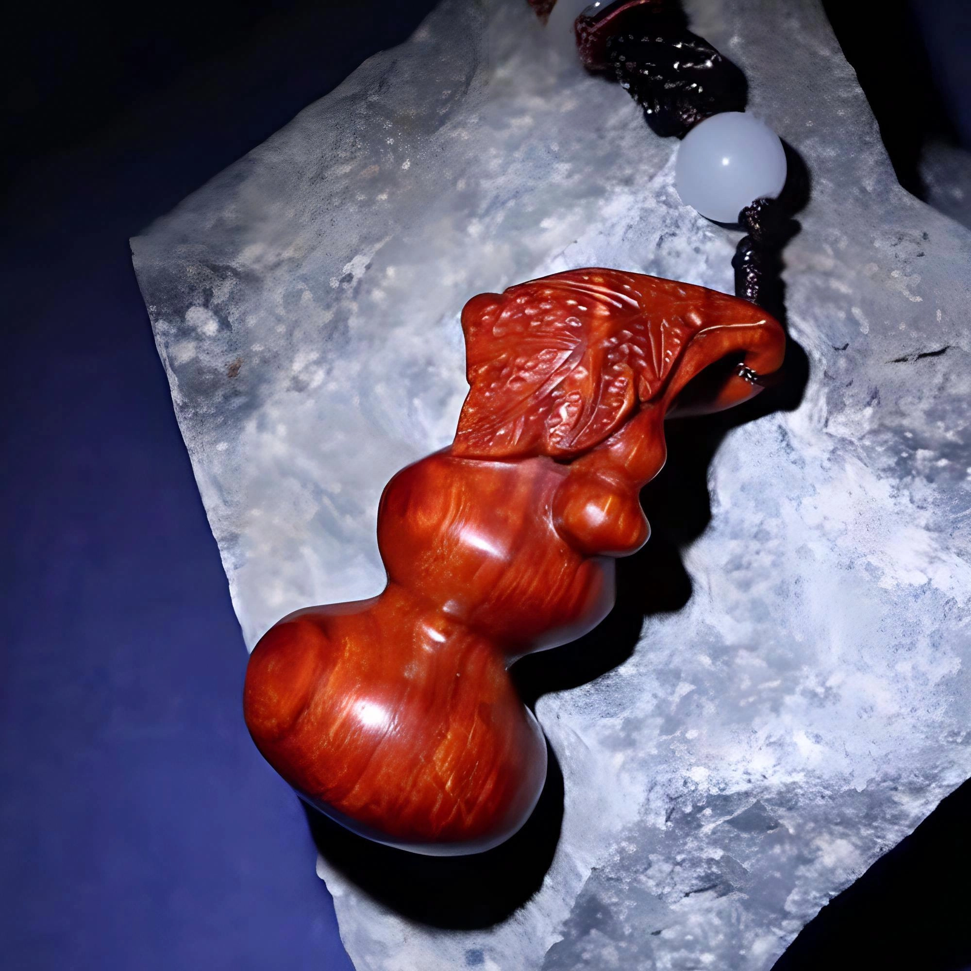 檀欣 国风 复古纯手工精雕刻一片葫芦 新中式福禄安康平安吉祥 木质檀香 木作手把件 男女同款情侣款 紫檀 高档礼盒装