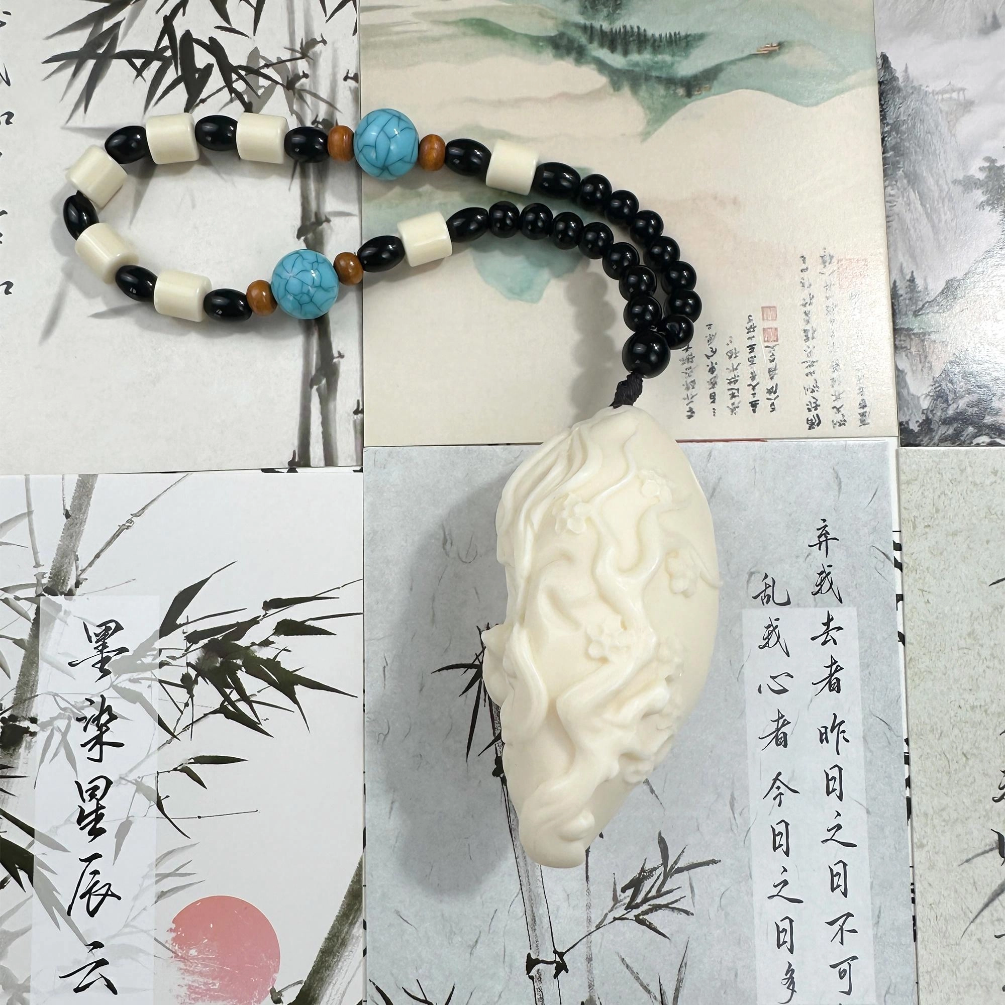 唐之饰 新中式 梅花九尾狐盘玩 国潮招财纳福护身车载挂件钥匙文玩 菩提根 摆件 男女同款情侣款