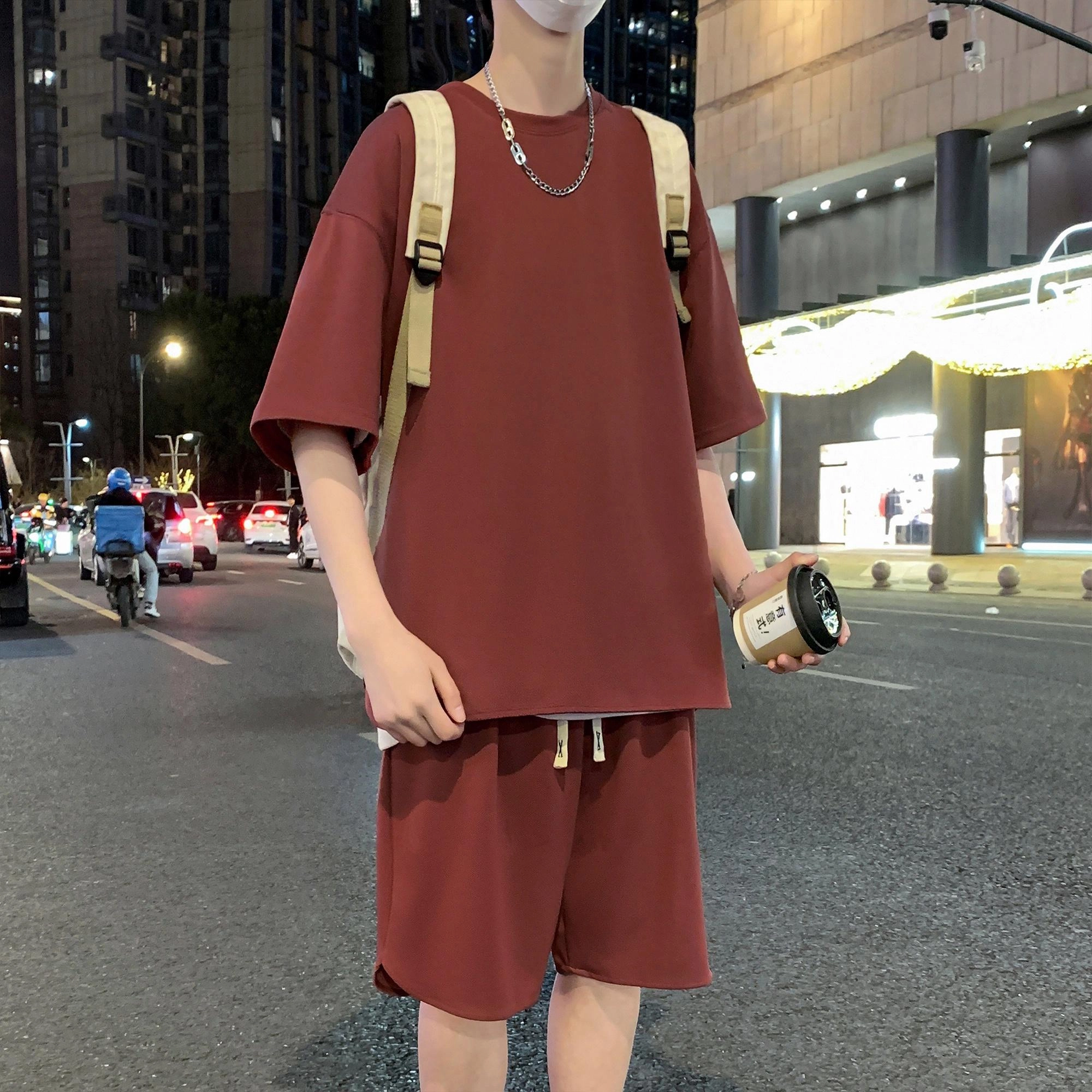 北欧攻略 美式纯色透气舒适休闲运动套装 男女同款