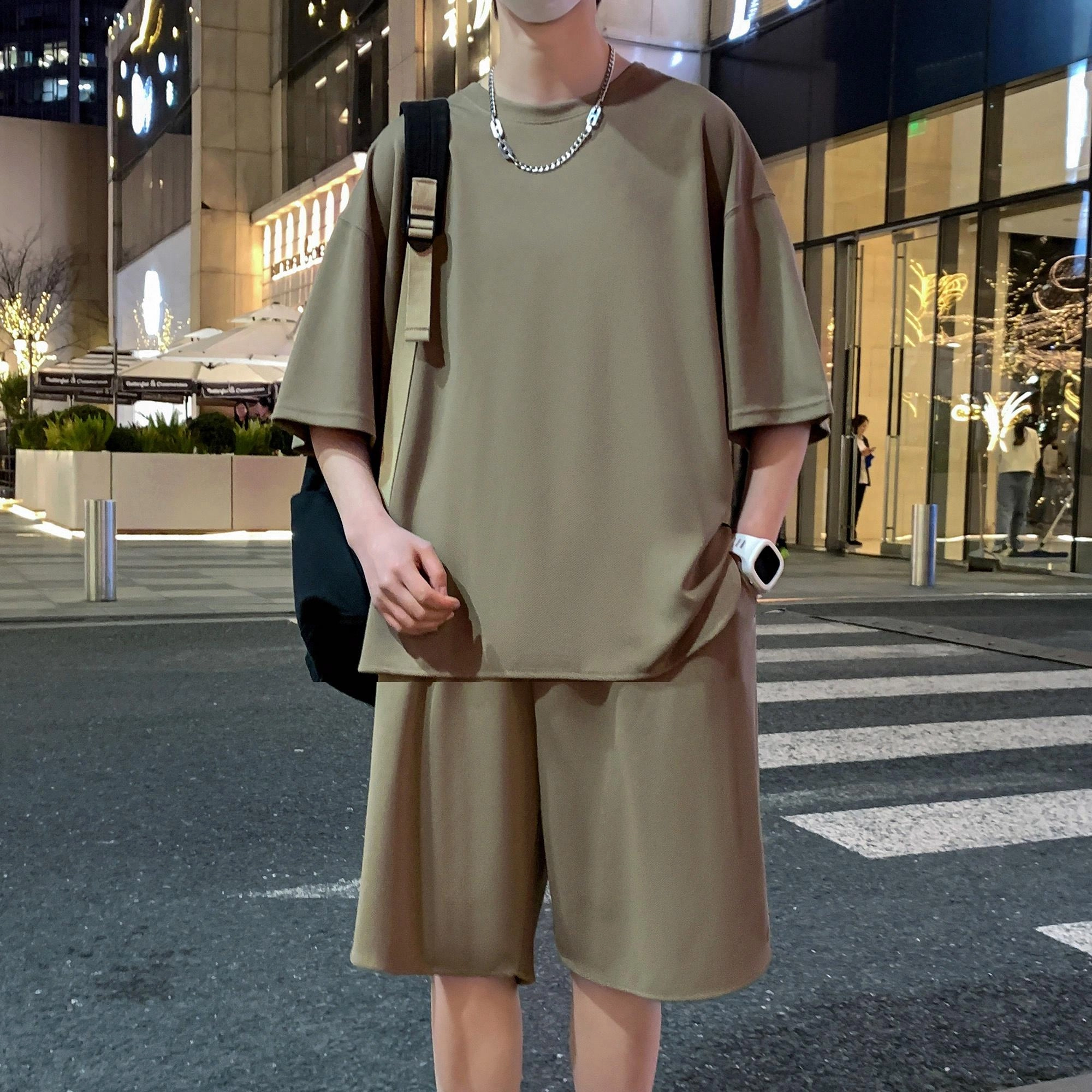 北欧攻略 美式纯色透气舒适休闲运动套装 男女同款