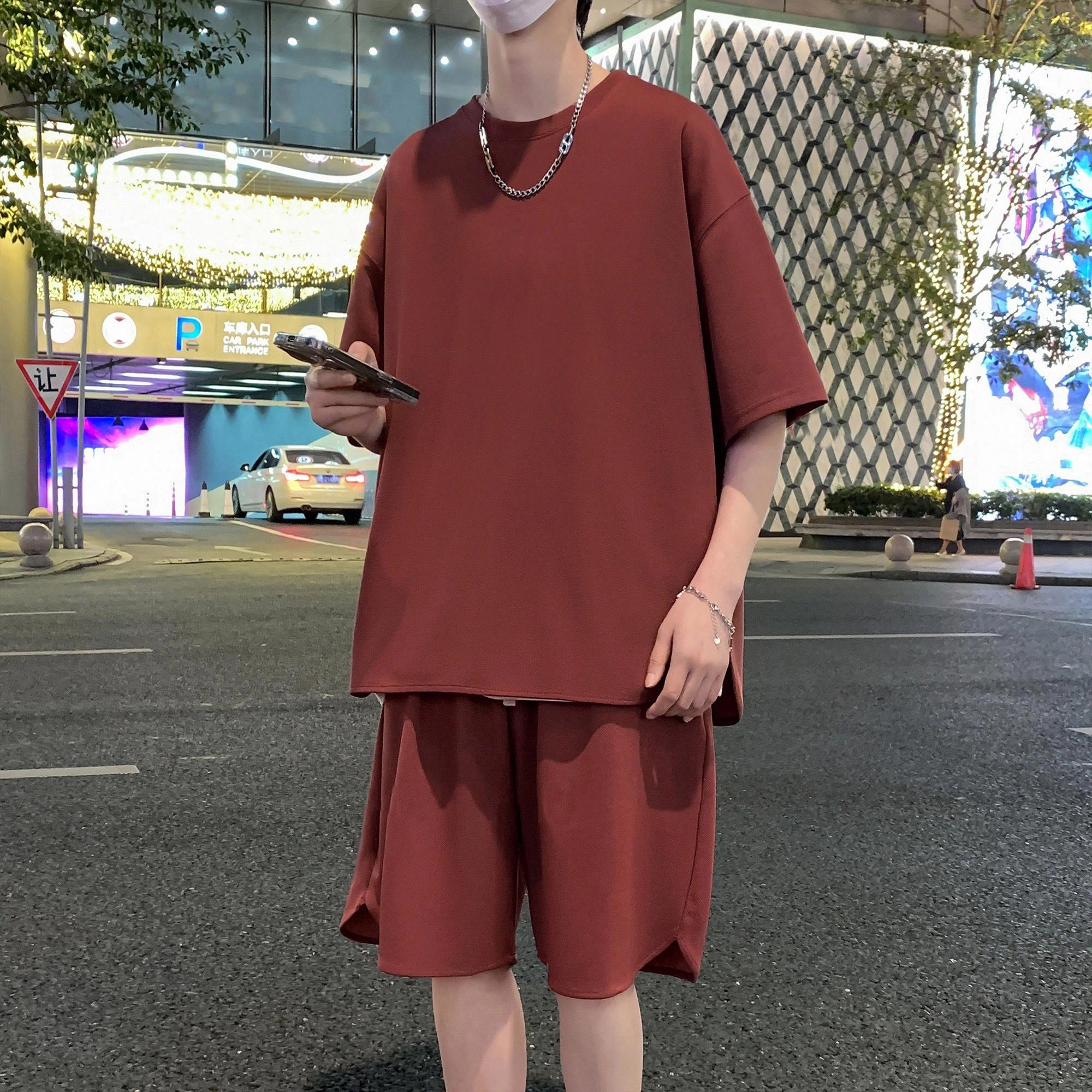 北欧攻略 美式纯色透气舒适休闲运动套装 男女同款