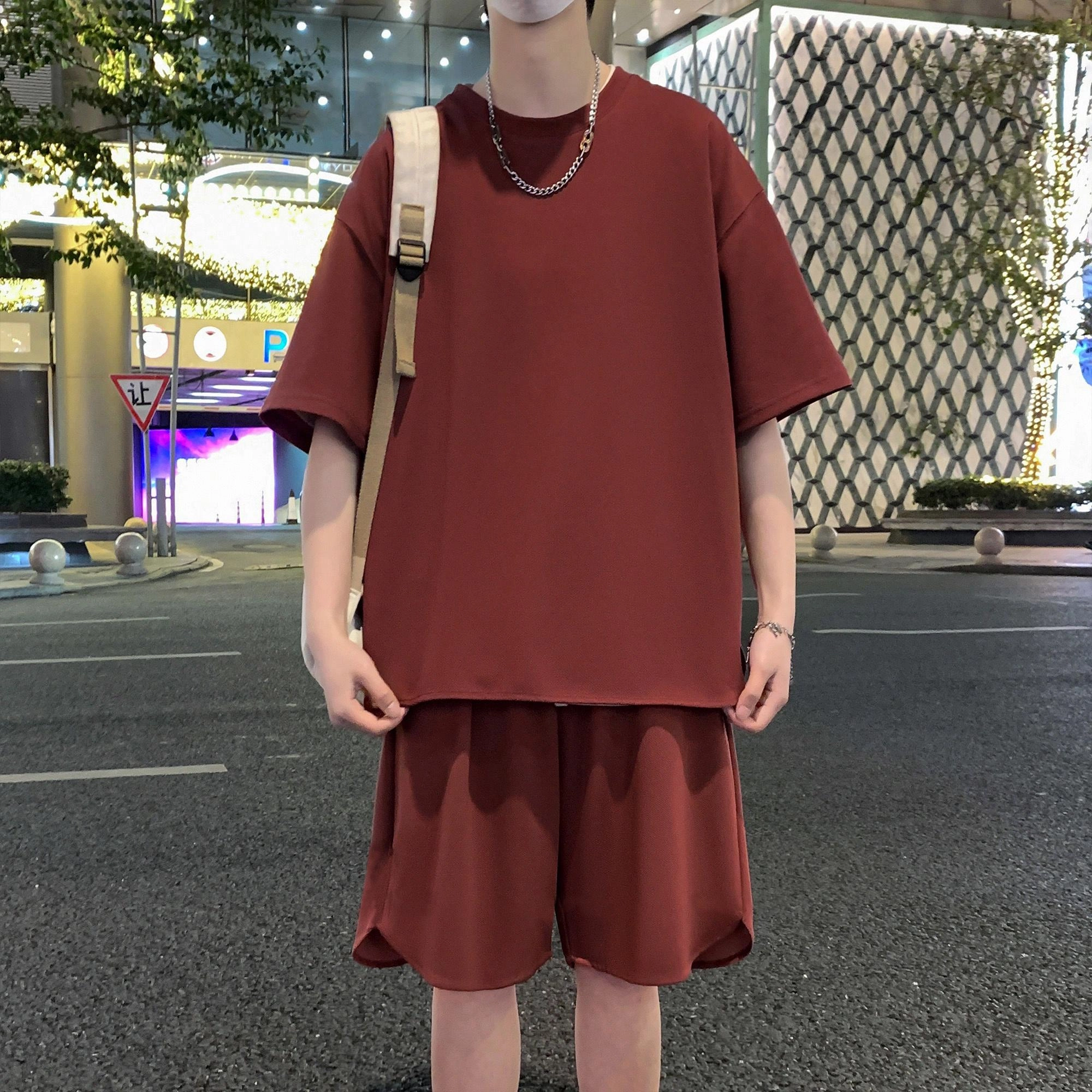 北欧攻略 美式纯色透气舒适休闲运动套装 男女同款