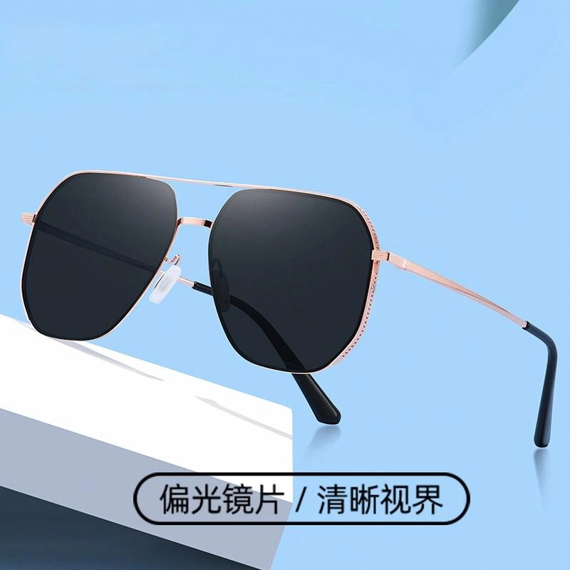 山一丸 多边形经典双梁偏光蛤蟆镜 遮阳全款时尚墨镜 不锈钢 不规则形 太阳眼镜 男女同款情侣款